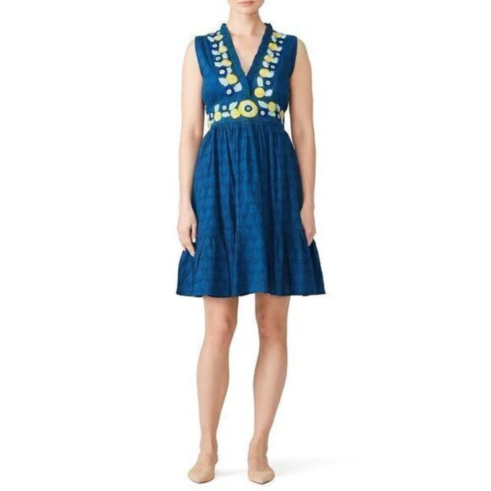 BANJANAN Dress Blue Diana Sun Dress sleeveless